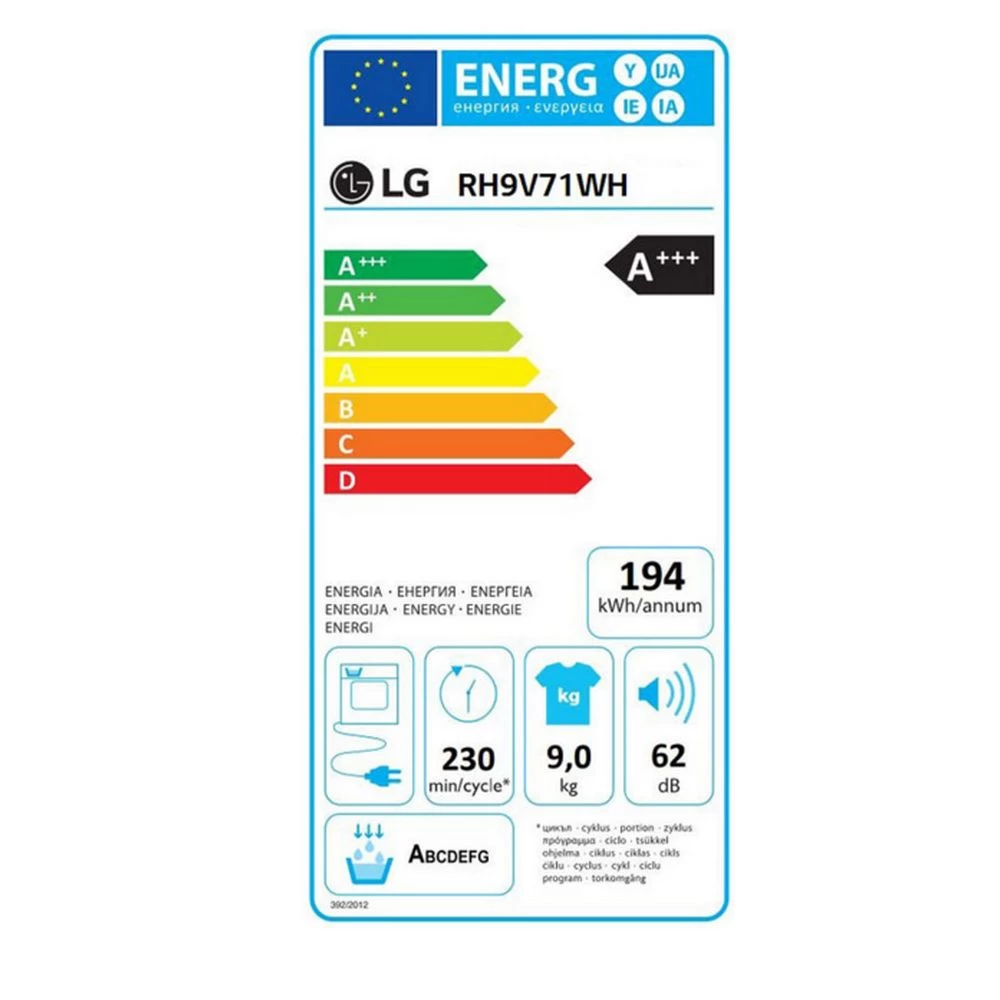 LG Sèche-linge Frontal à Pompe à Chaleur 60cm 9kg A+++ Blanc - Rh9v71w... 4 LG Sèche-linge Frontal à Pompe à Chaleur 60cm 9kg A+++ Blanc - Rh9v71w... – Image 2