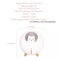 Universal Adorable Pet Air Humidifier 220ml Planet Cat Ultrasonic Cool Fog Aroma... -Électromaison Innovante adorable pet air humidifier 220ml planet cat ultrasonic cool fog aromatic air oil diffuser romantic color led light usb humidifier humidificateur rose 12490874 33356034 1140x1140