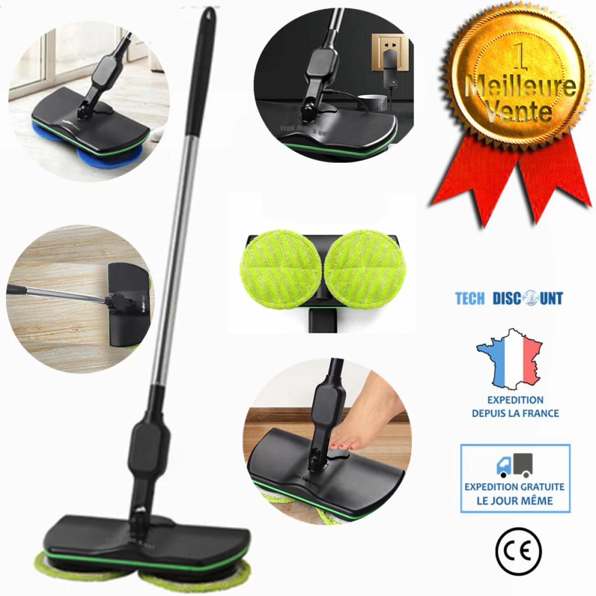 Balai Electrique Sans Fil Rechargeable Lavage Sol Automatique Polisseu... 3 Balai Electrique Sans Fil Rechargeable Lavage Sol Automatique Polisseu...