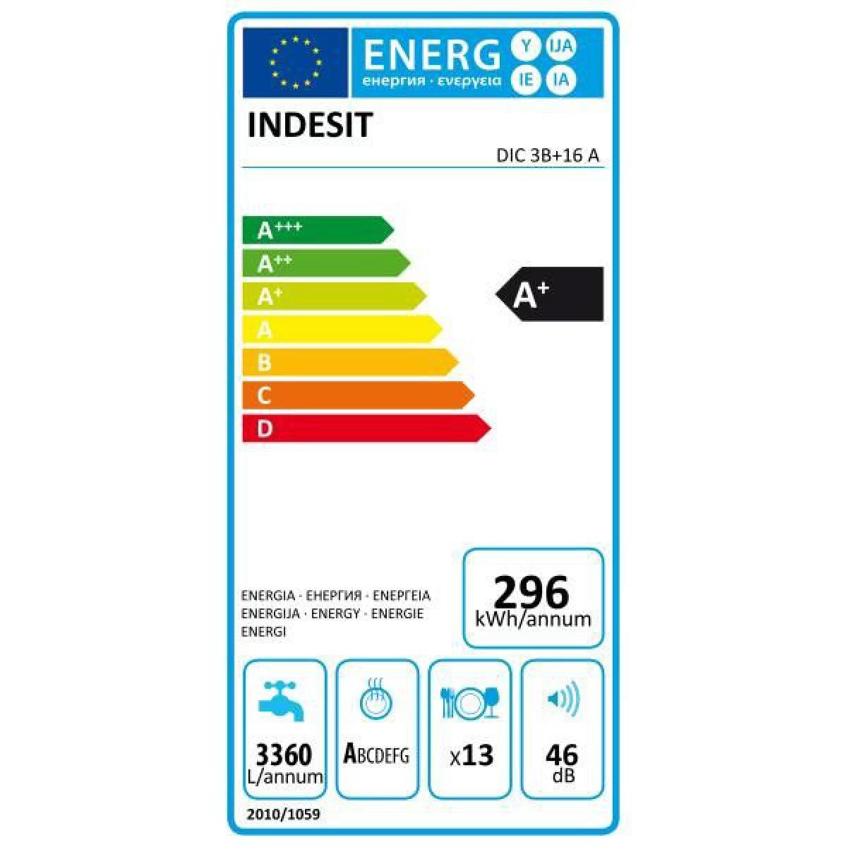 INDESIT Lave-vaisselle 60cm 13 Couverts 46db Tout Intégrable - Dic3b+16a - IN... 4 INDESIT Lave-vaisselle 60cm 13 Couverts 46db Tout Intégrable - Dic3b+16a - IN... – Image 2