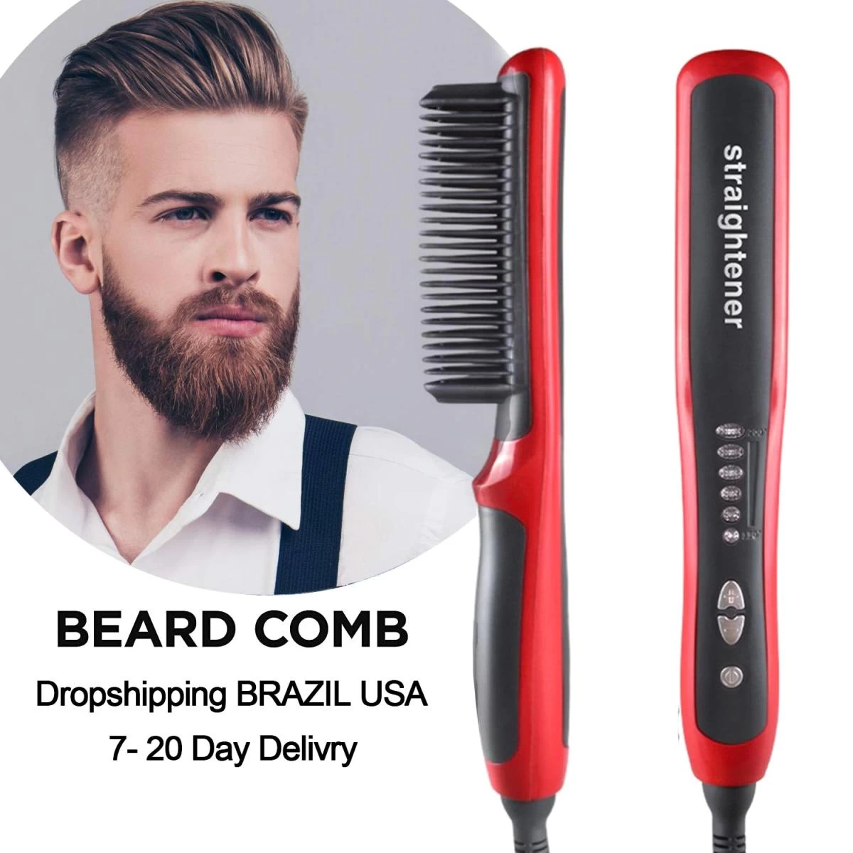 Universal Lisseur De Barbe Multifonctionnel Brosse De Coiffure Outil Ceramique T... 4 Universal Lisseur De Barbe Multifonctionnel Brosse De Coiffure Outil Ceramique T... – Image 2