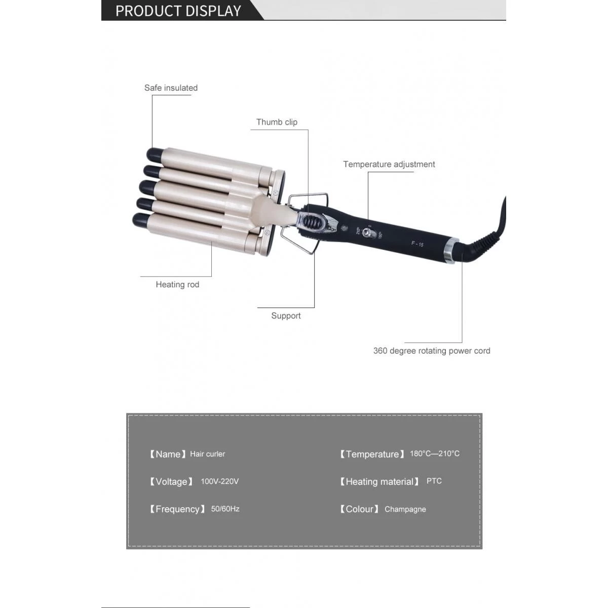 Universal Rouleau De Cheveux, Boucle De Fer, Ceramique, Boucle De Cheveux, Bague... 4 Universal Rouleau De Cheveux, Boucle De Fer, Ceramique, Boucle De Cheveux, Bague... – Image 2
