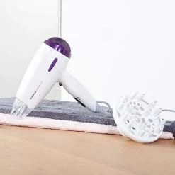 Taurus Sèche Cheveux Pliable Avec 3 Vitesses 2200W Blanc Violet