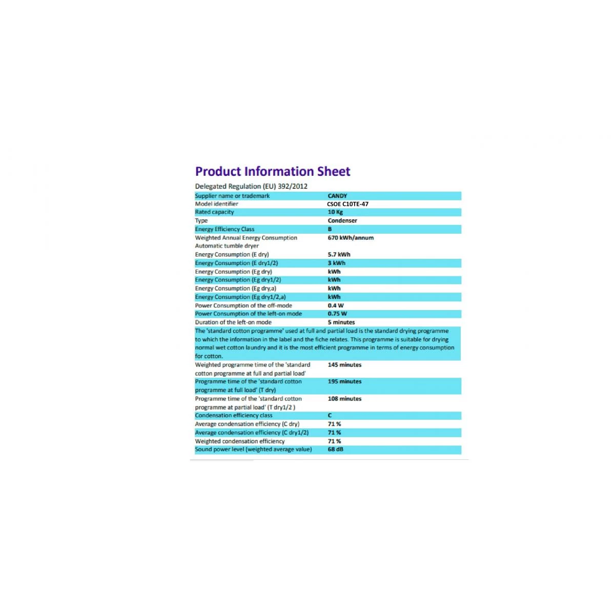 Seche Linge Frontal CANDY CSOEC10TE47 4 Seche Linge Frontal CANDY CSOEC10TE47 – Image 2