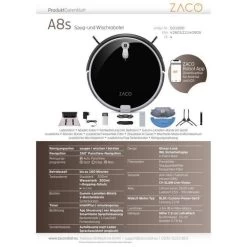 KAYSER ZACO A8s Robot Aspirateur Laveur - Autonomie 160min - Réservoir 300ml... -Électromaison Innovante zaco 501900 robot aspirateur laveur a8s autonomie 160min reservoir 300ml puissance 22w 5626848 23193919 1140x1140